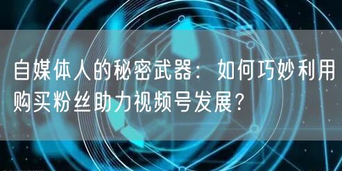 自媒体人的秘密武器:如何巧妙利用购买粉丝助力视频号发展?