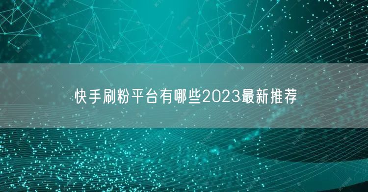 快手刷粉平台有哪些2023最新推荐