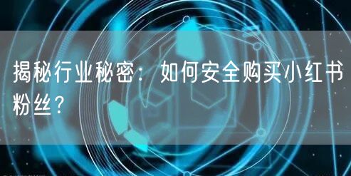揭秘行业秘密：如何安全购买小红书粉丝？