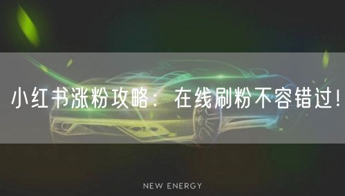 小红书涨粉攻略：在线刷粉不容错过！